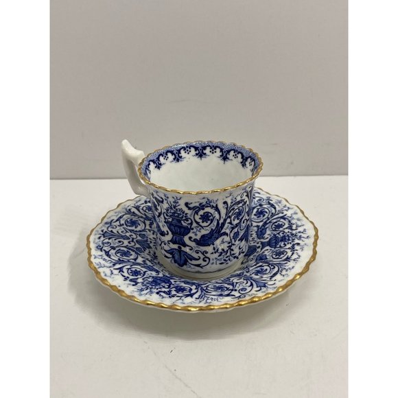 Sabrina Coalport England R298063 Blue Floral Design Bat Wing Handle Teacup Vtg - Picture 4 of 10